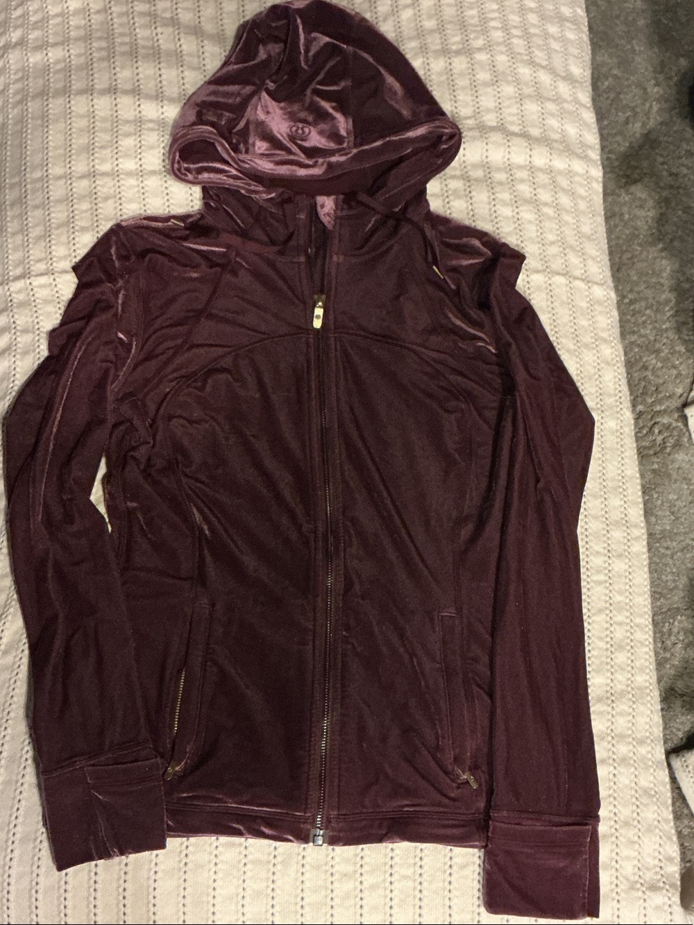 Lululemon Size 8 Velour Full Zip Hoodie Plum Purple Gold Y2K